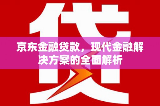 滦县京东金融贷款，现代金融解决方案的全面解析