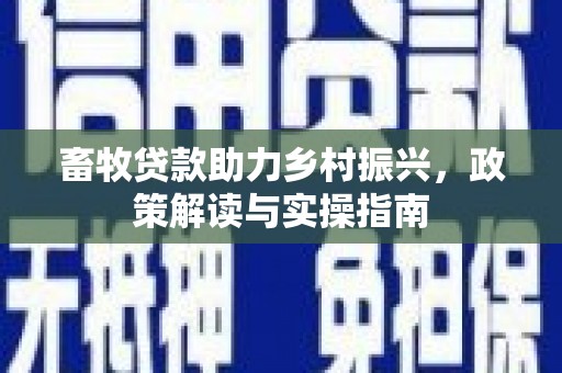 禅城畜牧贷款助力乡村振兴，政策解读与实操指南